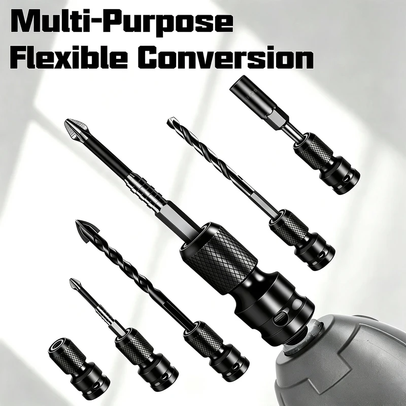 Quick Release Wrench Adapter 1/2 Inch Square Drive to 1/4 Inch Hex Socket Converter with O Ring and Pin for DIY Metal Work