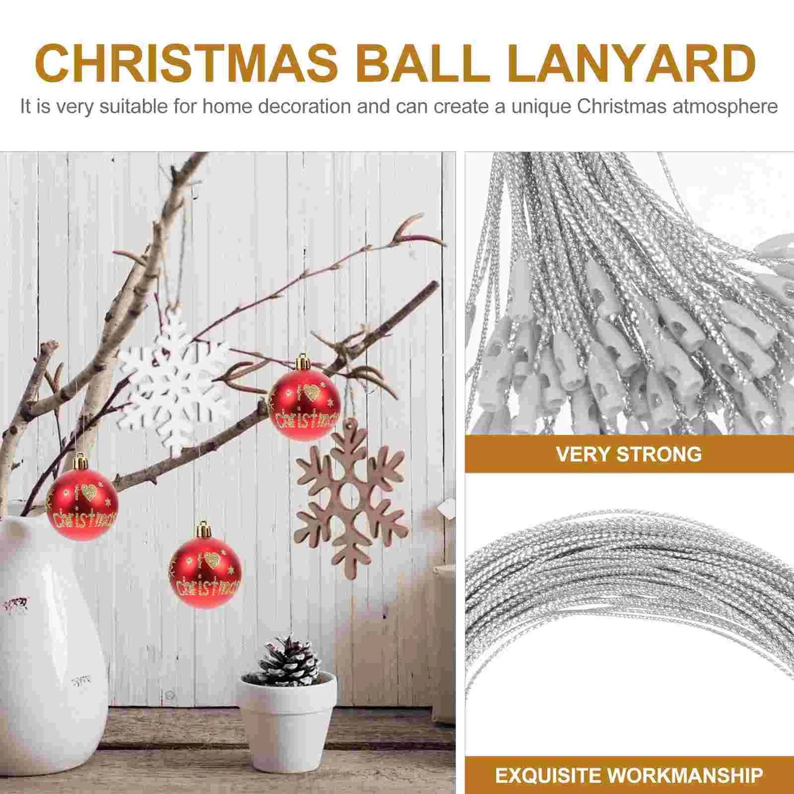 200 Pcs Christmas Ball Lanyard Bauble Hanger Clothing Tag Ropes Pendant Fasteners Ribbon Hangers Snap Locking