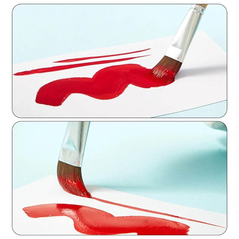 12 PCs Acrylpinsel Pinsel Wolf Haartierbinsel Künstler Flachfarbe Pinsel 601d