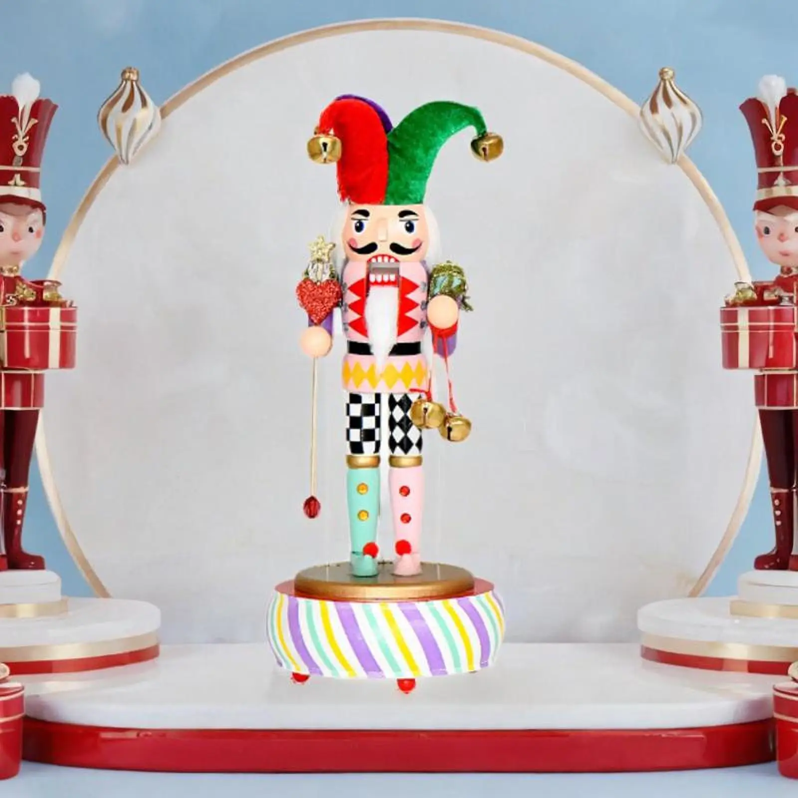 Clown Dancer Nutcracker Collectible Ornament Wooden Nutcracker Figurine Decoration for Holiday Desktop Christmas Gifts Friend
