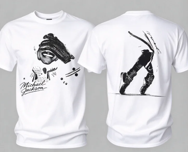 2026 Vintage Pop Artist Performance Graphic Tee Double Sided Stage Dance Pose Print Unisex Short Sleeve Music Street T Shirt