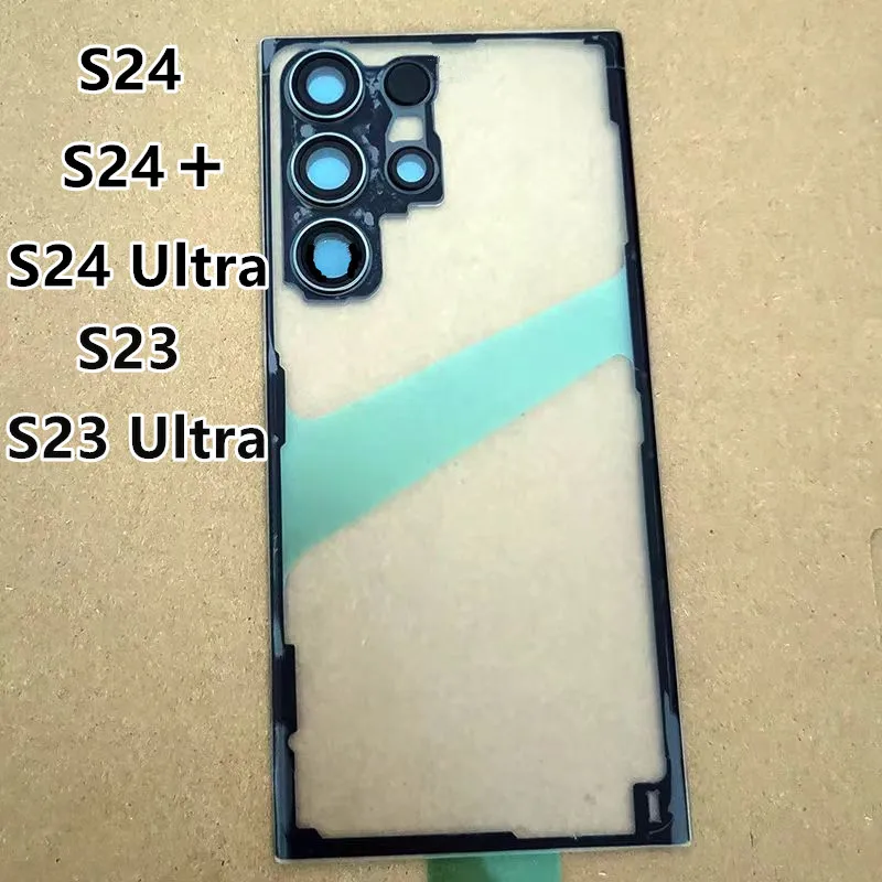 S928 S926 S921 Housing For Samsung Galaxy S24 S23 Ultra Plus Transparent Battery Back Cover Repair Door Rear Case + Camera Lens