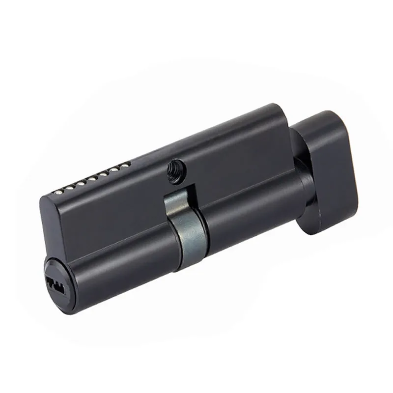 Black Brass Anti-theft Door Lock Cylinder with Knob Height 32mm Length 60-90mm with 5 Keys for Mechanical Locks image 2
