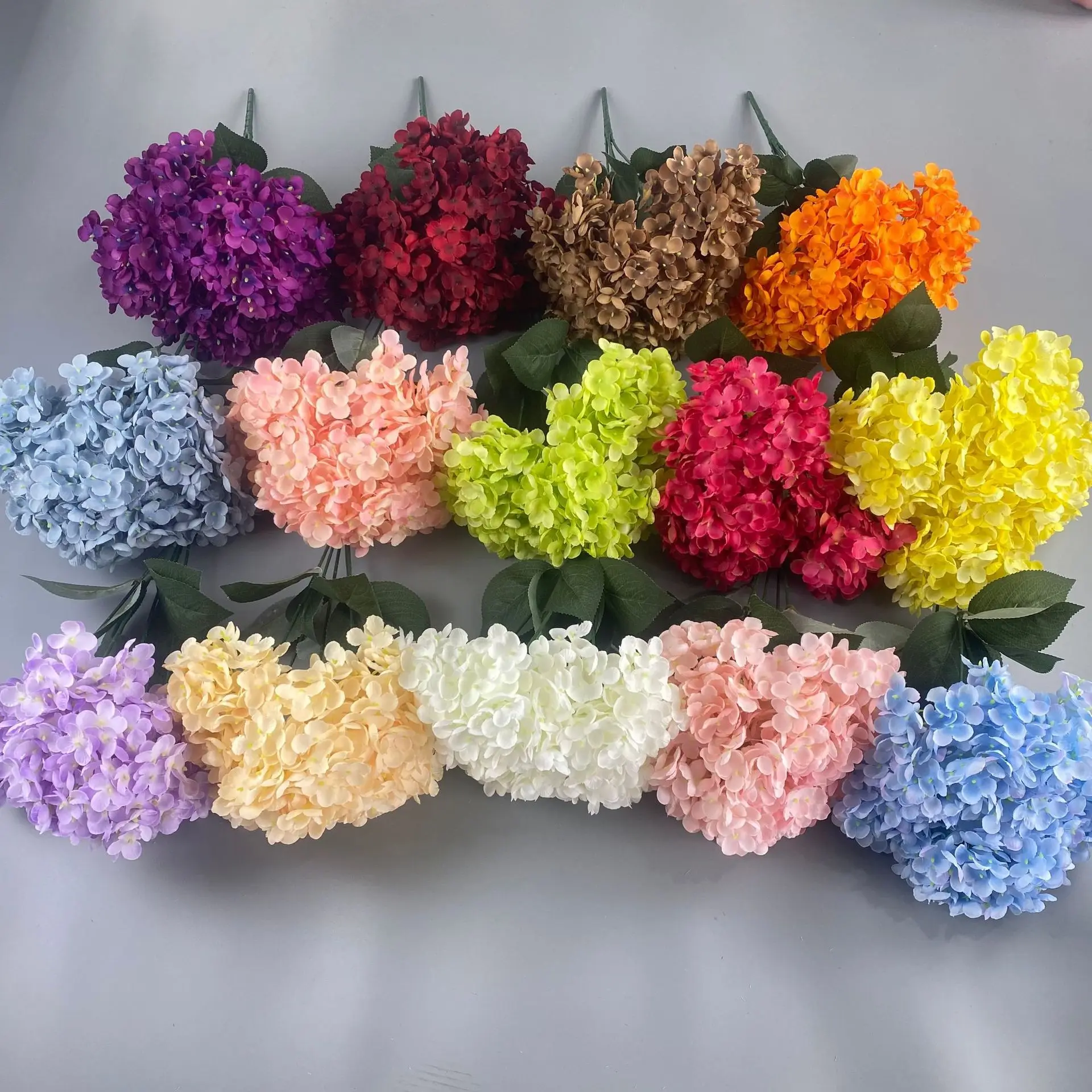 5-köpfe Hortensienstrauß aus Seide, künstliche Blumen für Party, Hochzeit, Wohnzimmer, Dekoration, Zubehör, Heimdekoration, künstliche Blumen