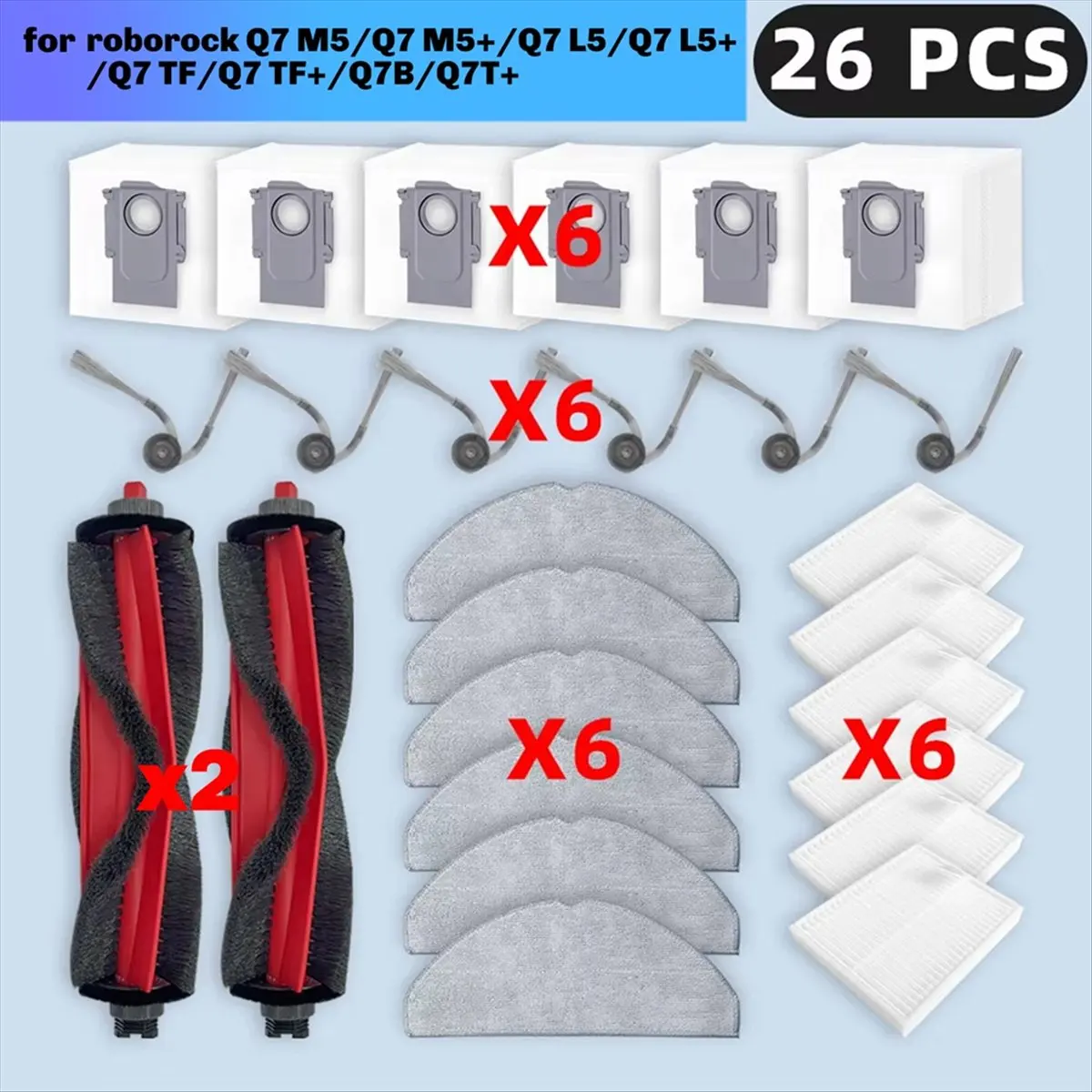 

N18R Для M5/L5/TF/Q7B/Q7T Plus Запчасти Аксессуары Основная боковая щетка Мешок для пыли Швабра Тканевый фильтр
