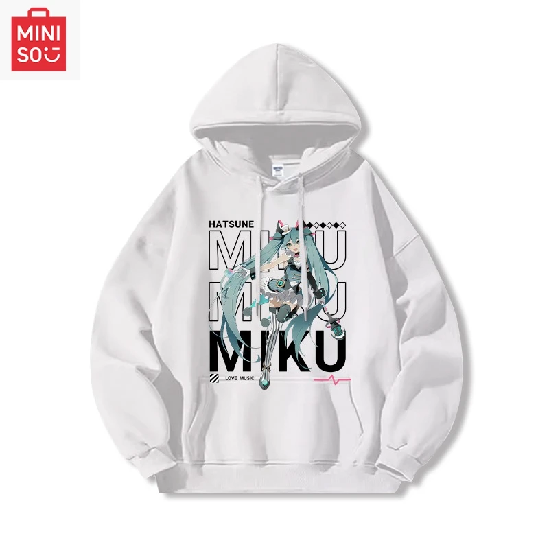 هوديي مطبوع من Hatsune Miku مع غطاء رأس فضفاض كارتوني متعدد الوظائف كاجوال ولطيف للرجال والنساء #3