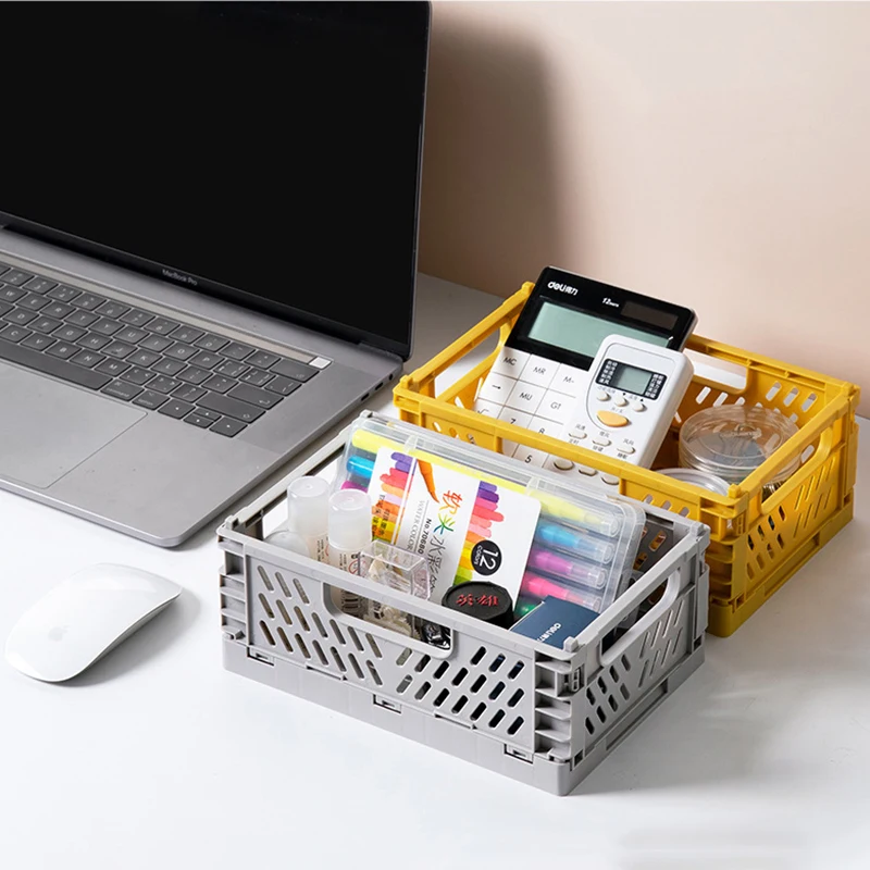 صندوق تخزين أنيق ، صندوق كبير قابل للطي ، تنظيم منزلي ، تخزين مستحضرات تجميل متعدد الوظائف ، مادة بلاستيكية متينة ، عصرية