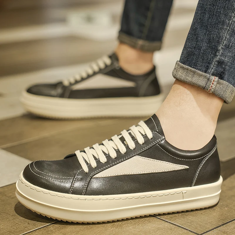 

2025 Spring New Men's Street Thick-soled Inside Increase De Training Shoes Breathable Casual Sports Shoes Trend Board Shoes