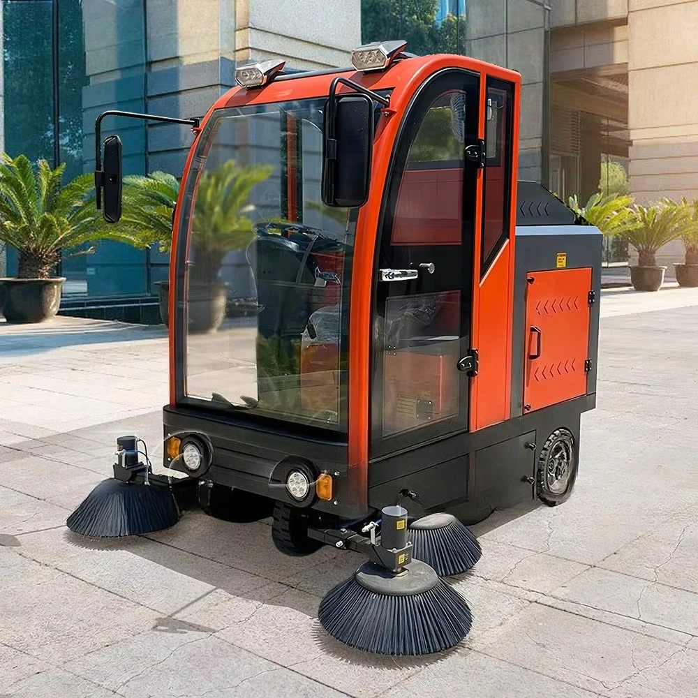 Electric Ride-on Floor Road Sweeper 48V Battery Powered OEM Industrial Warehouse Street Sweeper With Motor Brush