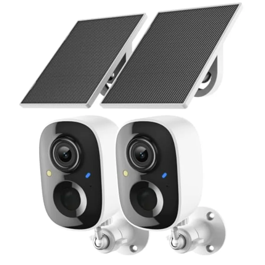 2K Security Camera Wireless Outdoor, Solar Powered WiFi Cameras for Home Security with Motion Detection, Color Night Vision Spo