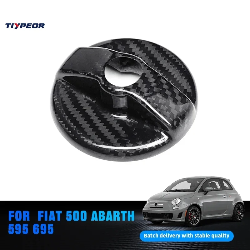 TIYPEOR Carbon Fiber Inner Fuel Tank Cap for Fiat Abarth 500 595 695 Carbon Fiber Fitting Decorative Protection car modification