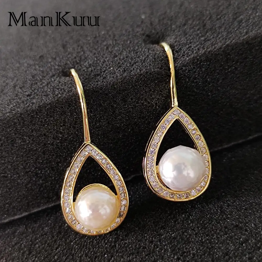 

mankuu elegant natural faceted pearl earrings water drop dangle ear hook charm women girl gifts daily wedding 2025 trendy