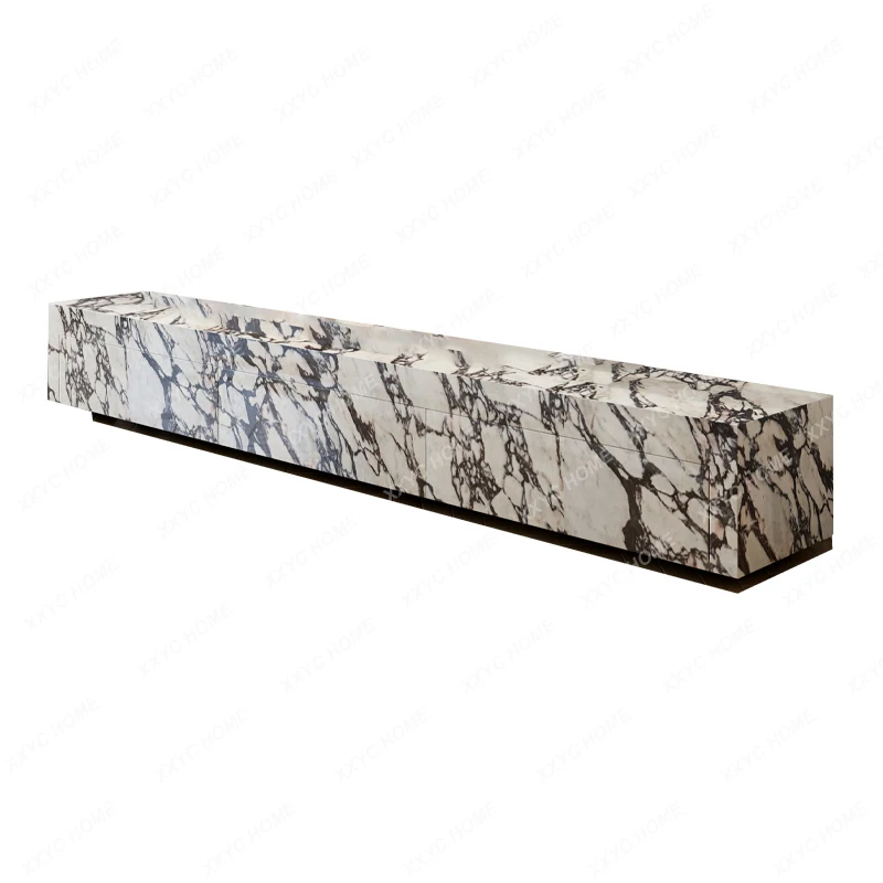 

Marbling Stone Plate Modern Light Luxury Silent Wind Ins Coffee Table TV Cabinet Combination