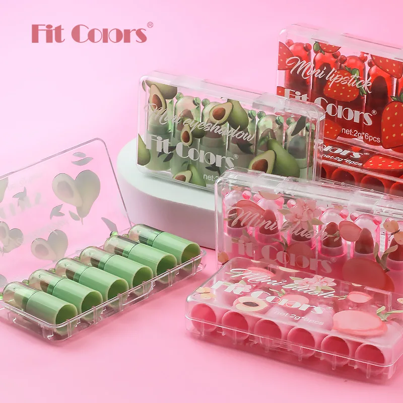 Fit Colors 6colors/set mini Multi-function Set matte Mist Lipstick Long-lasting Blush Pearl Eyeshadow