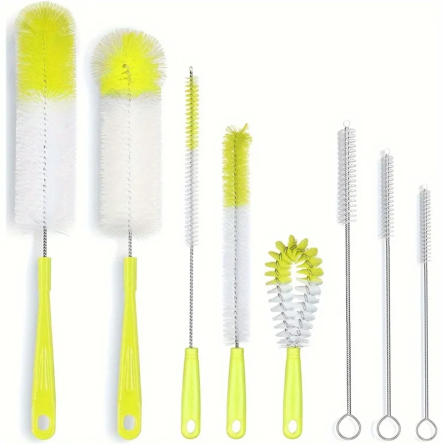 8 Pcs Bottle Cleaning Brush Set, Multi-Purpose Long Handle Cleaning Brushes for Wine/Beer Bottles, Thermos, Jugs, Narrow Neck Co