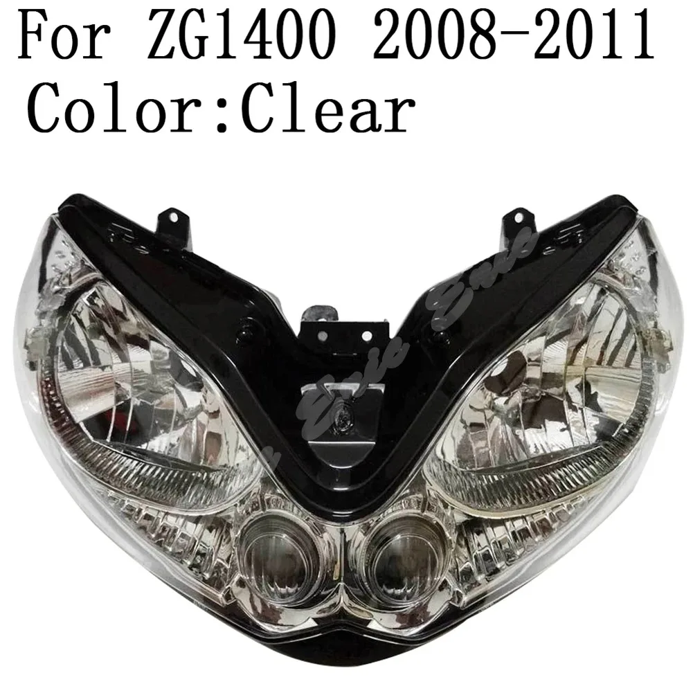 Motorcycle Front Headlight Lamp Assembly For Kawasak ZG1400 2008 2009 2010 2011 Clear Lens