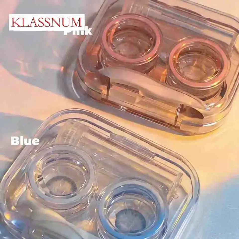 علبة عدسات لاصقة لطيفة من KLASSNUM، إكسسوارات سفر، عدة عناية بالعين شفافة محمولة، علبة مرافقة متكاملة صغيرة بتصميم بسيط - 3