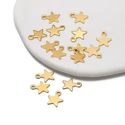 40Pcs Stainless Steel Flat Tiny Star Charms End Tail Charms Pendant for DIY Bracelet Jewelry Making Wholesale