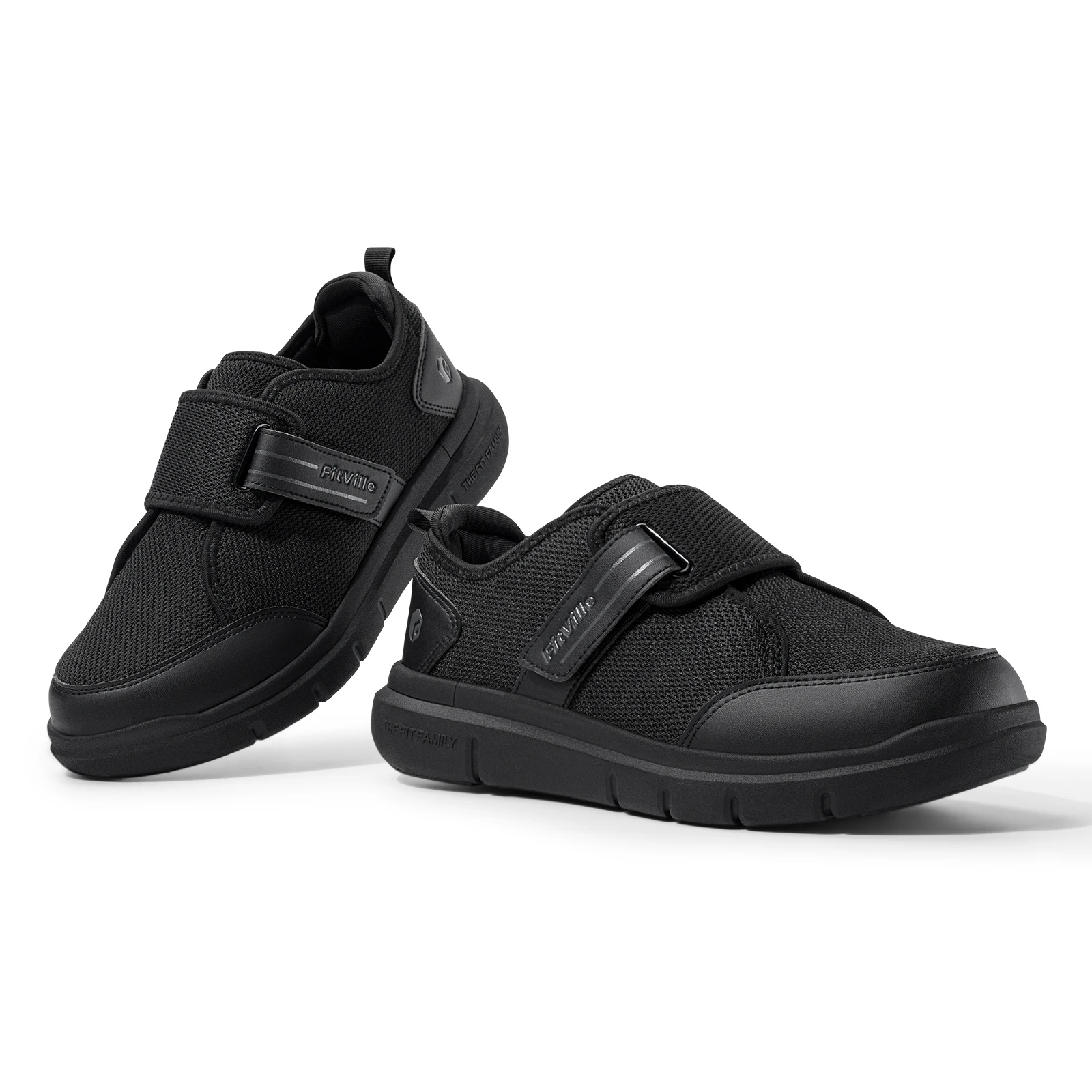 FitVille Diabetic Shoes for Men Extra Wide, Hook and Loop Walking Shoes for Elderly for Swollen Feet Foot Pain Relief Neuropathy