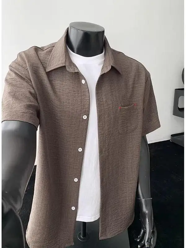 

Summer Men's Loose Fit Short Sleeve Shirt Large Size 250 Pounds American Retro Style Casual Breathable Polyester Fiber