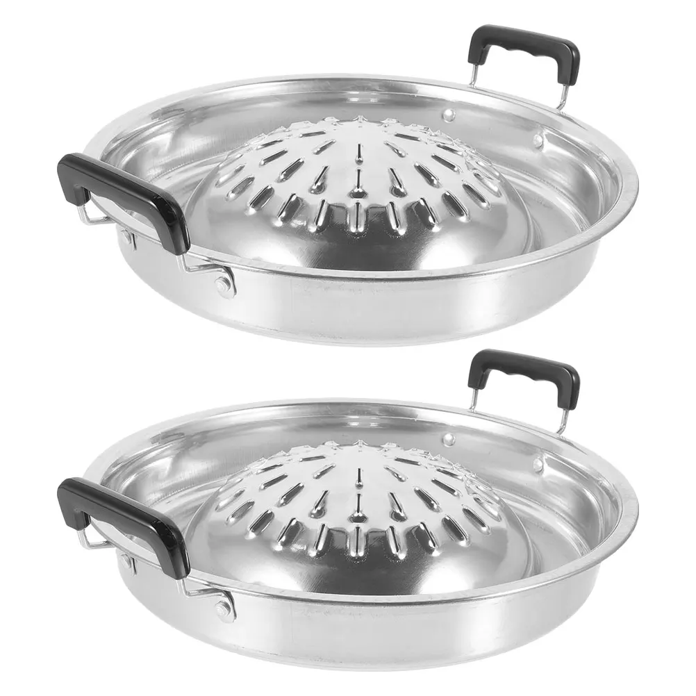 

2Pcs Korean Bbq Grill Pan Outdoor Barbecue Cookware Portable Camping Household Grilling Accessory Even Heat Distribution Low