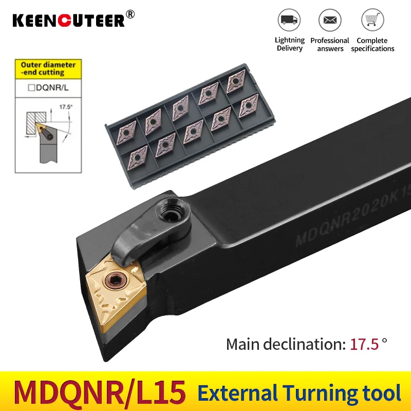 Suporte de Ferramenta de Torneamento Externo Dnmg Inserções de Carboneto Mdqnr l Conjunto de Ferramentas de Corte de Torno 1pc Mdqnl2023m1504long Mdqnr2023k1506