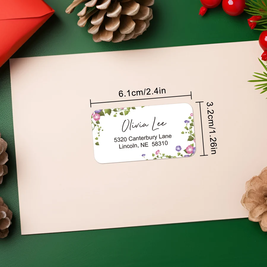 Customized Address Stickers for Wedding Invitations Envelope Labels Personalized Flora Design Removable Adhesive for Party