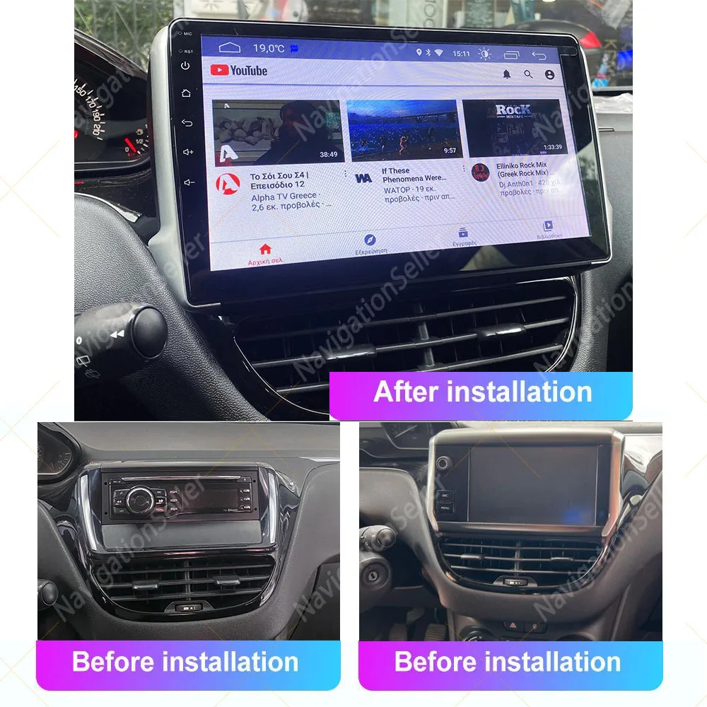 سيارة اللوحي أندرويد Carplay لبيجو 208 2008 2012-2018 راديو شاشة نظام تحديد المواقع والملاحة رئيس وحدة ستيريو نظام الوسائط المتعددة Netflix