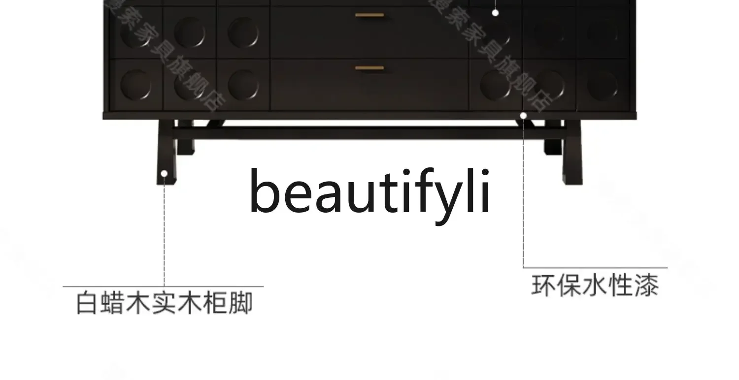 XZ1 خزانة جانبية لتناول الطعام من الخشب الصلب، خزانة بلاطة صخرية فاخرة إيطالية خفيفة، خزانة تخزين مزخرفة عتيقة متوسطة #5