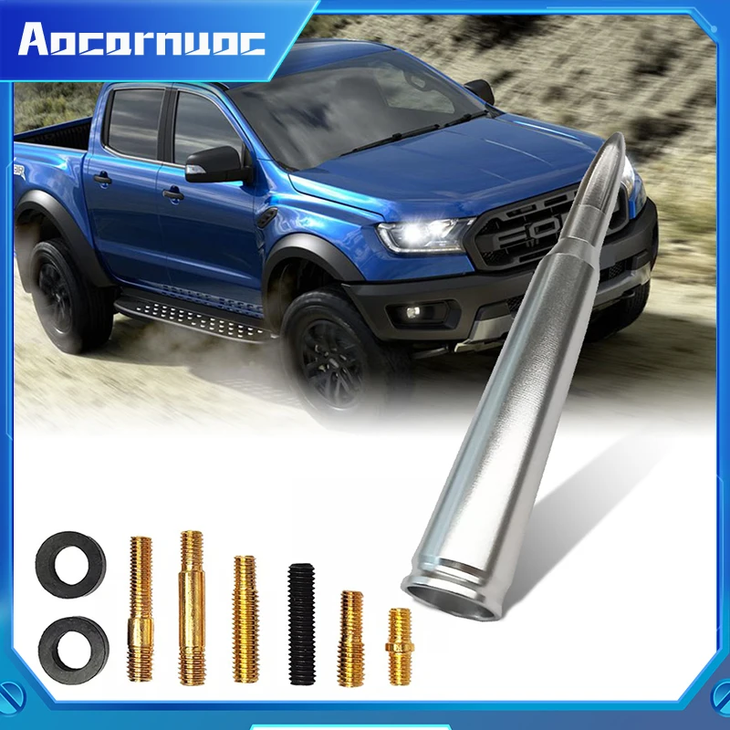 

Car Bullet Antenna 50 Cal Caliber Aluminum Antenna For Ford Ranger Auto Radio Signal Aerials Roof Antennas Car Accessories