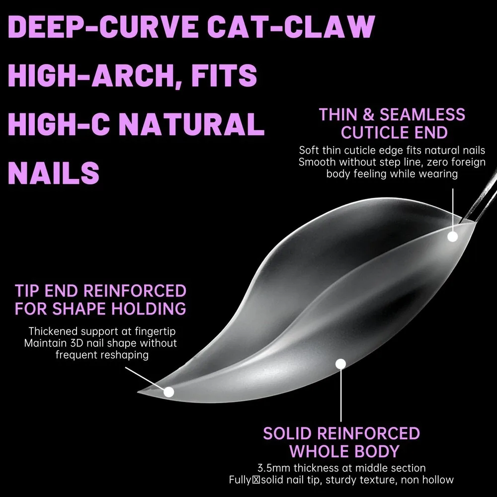 Solid 3D Cat Claw Press On Nails Dragon Claw Design DIY Colorable False Nail Tips Wholesale Factory Supply for Women