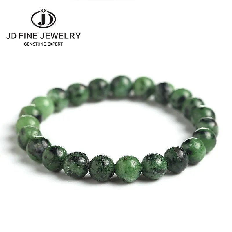 JD Natural Red Green Epidote Zoisite Beaded Bracelet Women Fashion Reiki Energy Healing Lucky Rope Bangles Couples Jewelry Gift