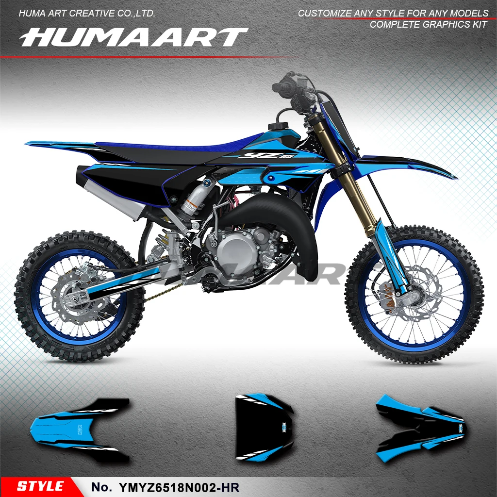 HUMAART Racing Graphics UV-resistant Vinyl Decal Kit for Yamaha YZ 65 2018 2019 2020 2021 2022 2023 2024, YMYZ6518N002-HR