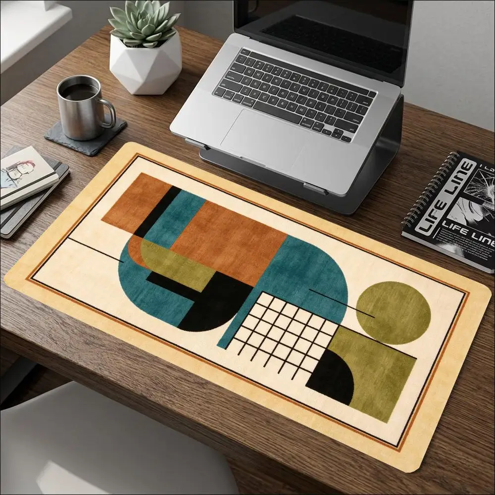 Abstract Geometric Color Block Mouse Pad Table Mat Precision Tracking Smooth Glide Non Slip Base For Modern Office