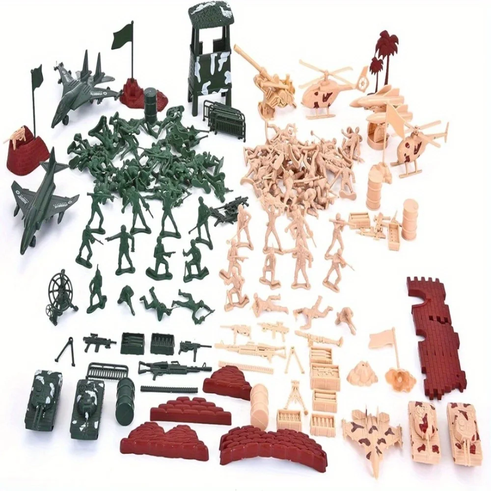 JOYFY 164 قطعة من رجل الجيش الجندي العسكري للعب دلو شخصيات عمل الجيش مجموعة المعركة طائرات هليكوبتر دبابات مع دلو #3