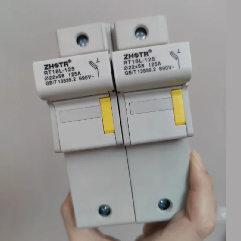 Circuit breaker base RT18L-125 2P Din Rail mounting Fuse Holders Base  for RO17 RS17 20x58mm AC690V