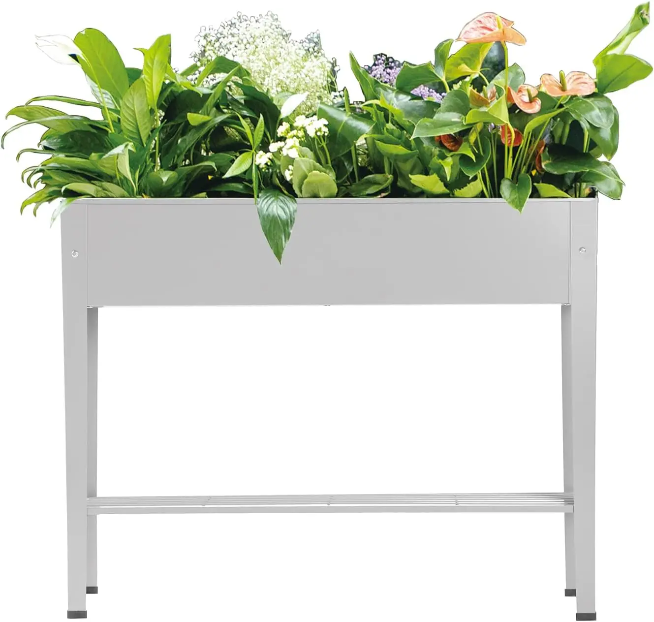 

Galvanized Steel Raised Garden Bed with Legs, Planter Box for Herbs & Vegetables, Outdoor Patio Use, Gray