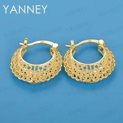 Wholesale 925 Sterling Silver 18K Gold Fine Moon Circle Earrings For Women Fashion Charm Gifts Jewelry Accessories