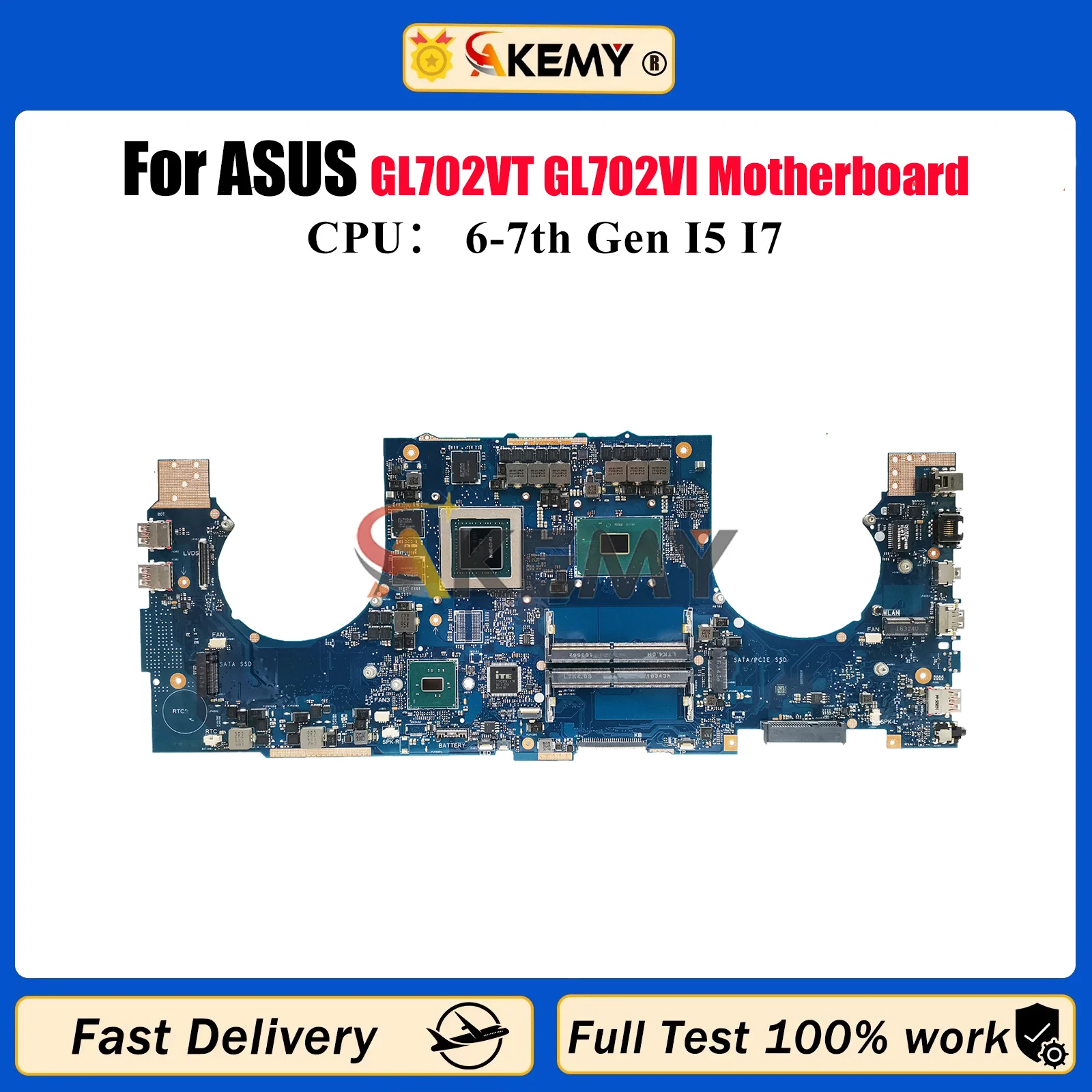 

GL702VT Laptop Motherboard For ASUS ROG Strix GL702V S7VS GL702VMK GL702VSK GL702VI Mainboard With I5 I7 CPU 100% tests OK stk