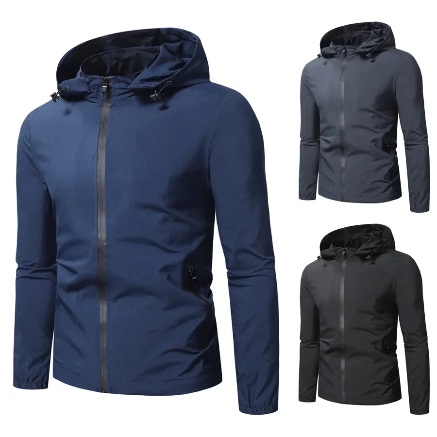 

2023 Men's New Solid Color Loose Hooded Rushsuit Large Size Fashion Casual Cardigan Jacket Coat