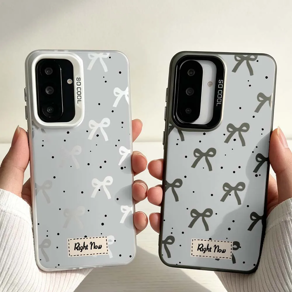 Creative Bow Art Soft For Samsung Galaxy A06 A07 A16 A14 A22 A25 A26 A33 A35 A36 A55 A56 M55 Colored Silver Phone Case