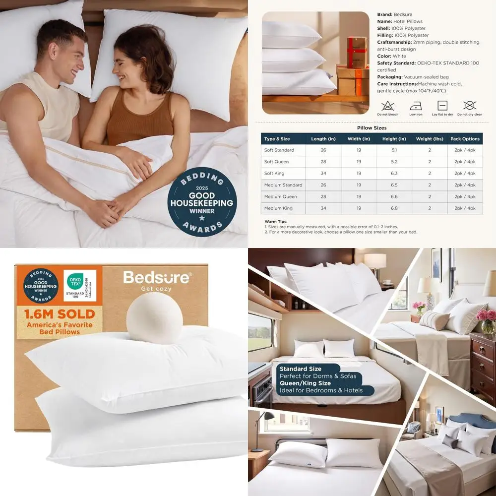 

Подушки King Size — комплект из 2 предметов средней поддержки, альтернатива премиум-класса для сна по бокам и сзади