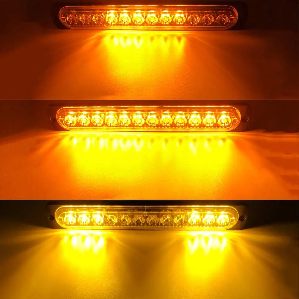 2pcs 4pcs Truck 12V 24V 12smd LED Strobe Warning Light Grille Flashing Lightbar Car Beacon Lamp Amber Yellow White Traffic Light
