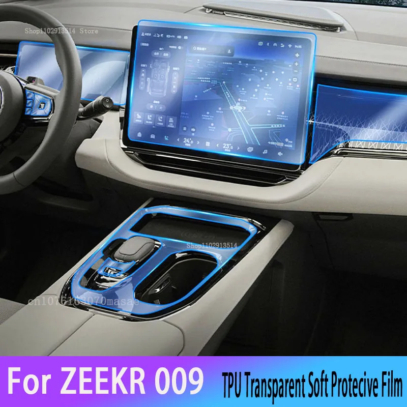 

For ZEEKR 009 2022-2023 Car Interior Center Console Transparent TPU Protective Film Anti-scratch Repair Car Sticker Accessories