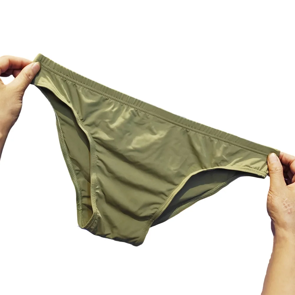 Silky Comfortable Men Low Waist No Pouch Tight Fitting Briefs Underwear Solid Color Breathable Daily Simple Panties