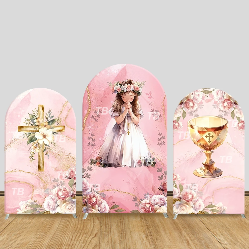 

Elegant Girl & Flower Arch Backdrop Cover Festive Photo Booth Props for Girls’ Parties & Home Decoration Romantic Style