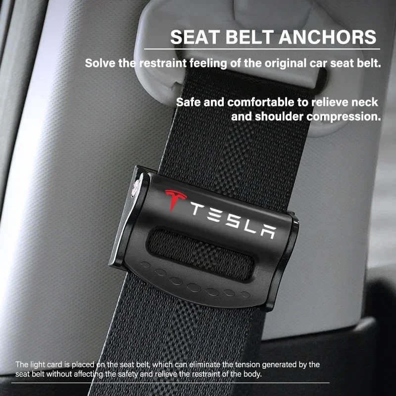 2PCS Car Safety Seat Belt Buckle Clip Seatbelt Stopper Adjuster Car Accessories For Tesla Model 3 S X Y Style Roadster Invader