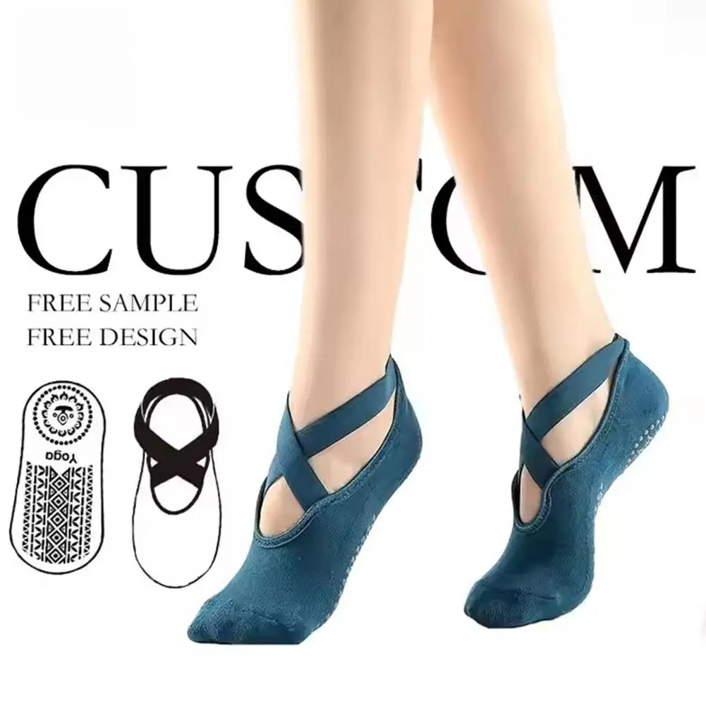 

Women Yoga Socks Silicone Anti-slip Ballet Pilates Socks Bandage Ladies Cotton Socks Backless Sports Dance Breathable D3N6