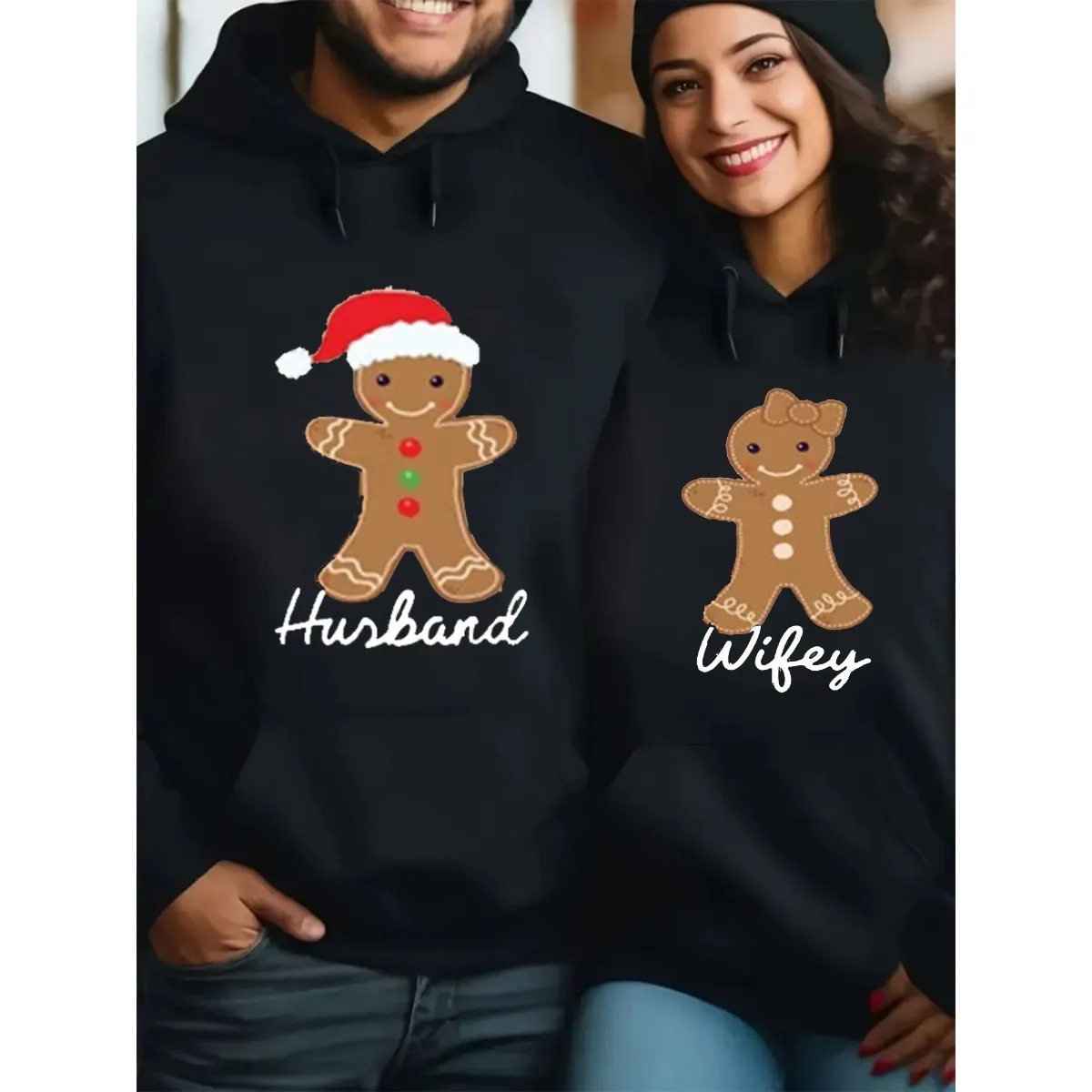 

1 шт. [парный стиль] повседневный модный забавный рождественский узор с принтом, одинаковый свитшот с капюшоном, удобный и свободный подарочный пуловер