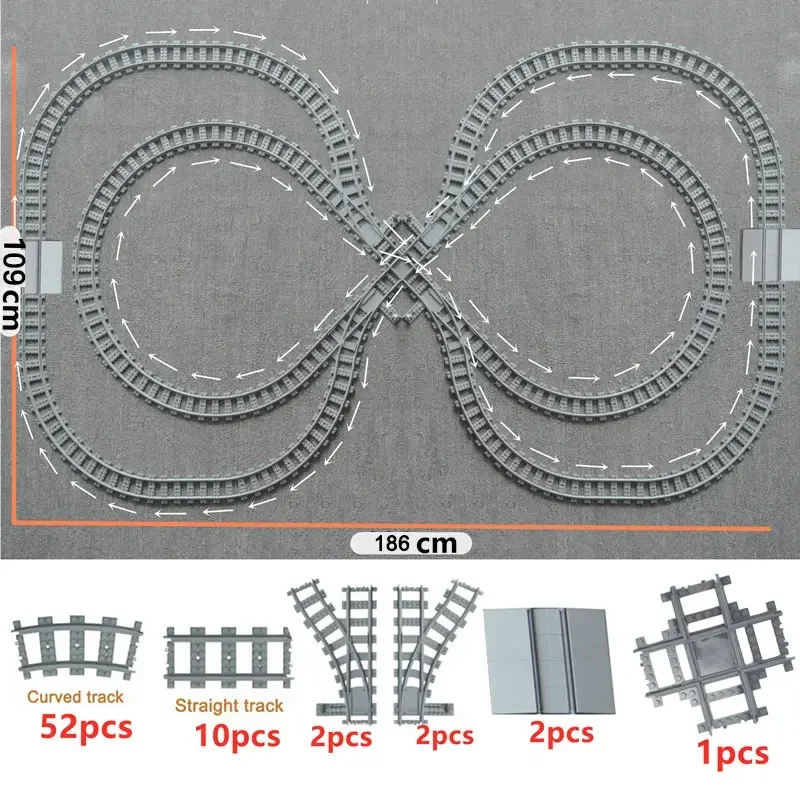 DIY Bricks Train Rail Crossing Flexible Tracks Forked Straight Curved Rails Switch MOC City Building Block Creative Toys